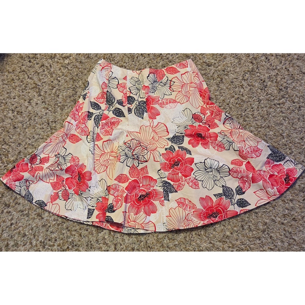 New York & Company Floral Print A-Line Skirt Women's Size 2 Multicolor Side Zip